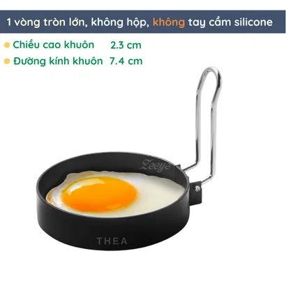 Bộ 4 Khuôn chiên rán trứng [cao cấp] tạo hình chống dính, khuôn sắt làm bánh rán có tay cầm silicone cách nhiệt – THEA KITCHEN