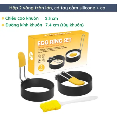 Bộ 4 Khuôn chiên rán trứng [cao cấp] tạo hình chống dính, khuôn sắt làm bánh rán có tay cầm silicone cách nhiệt – THEA KITCHEN