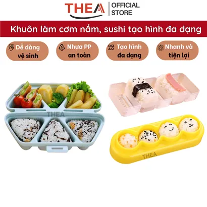 Khuôn ép làm cơm nắm hình tam giác 6 ngăn cho bé, khuôn tạo hình chữ nhật, hình tròn dễ thương - THEA
