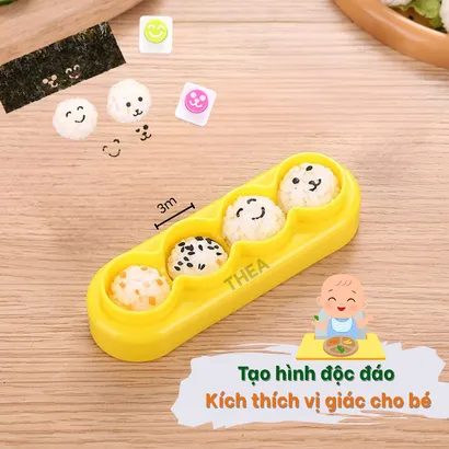 Khuôn ép làm cơm nắm hình tam giác 6 ngăn cho bé, khuôn tạo hình chữ nhật, hình tròn dễ thương - THEA
