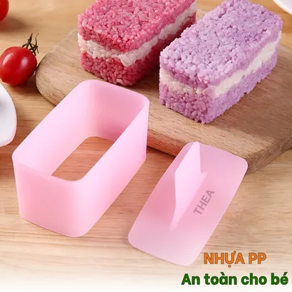 Khuôn ép làm cơm nắm hình tam giác 6 ngăn cho bé, khuôn tạo hình chữ nhật, hình tròn dễ thương - THEA