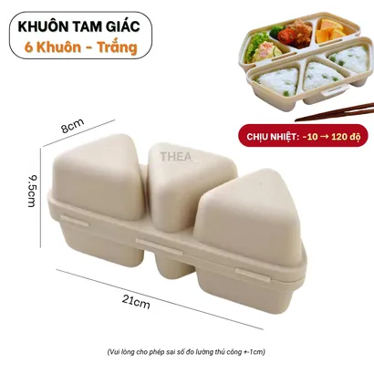 Khuôn ép làm cơm nắm hình tam giác 6 ngăn cho bé, khuôn tạo hình chữ nhật, hình tròn dễ thương - THEA