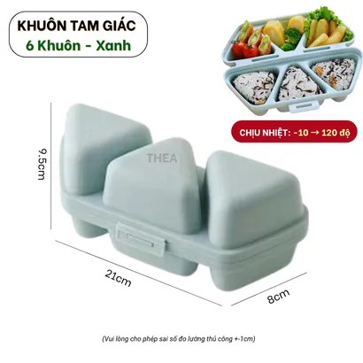Khuôn ép làm cơm nắm hình tam giác 6 ngăn cho bé, khuôn tạo hình chữ nhật, hình tròn dễ thương - THEA