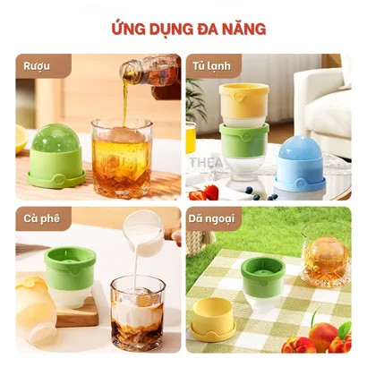 Khuôn làm đá viên silicone tròn, khuôn làm thạch rau câu hình tròn, khay làm đá viên tròn to - THEA