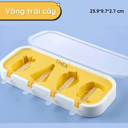 Khuôn làm kem que silicone có nắp, khay làm kem que hình thú, trái cây đông lạnh tại nhà giá rẻ, bộ khuôn làm thạch, kẹo dẻo - THEA