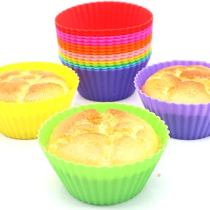 Bộ 6 khuôn silicone nướng bánh, làm bánh cupcake muffin chống dính tròn chịu nhiệt 7cm - THEA KITCHEN