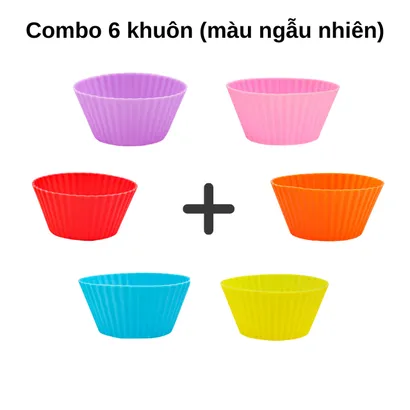 Bộ 6 khuôn silicone nướng bánh, làm bánh cupcake muffin chống dính tròn chịu nhiệt 7cm - THEA KITCHEN