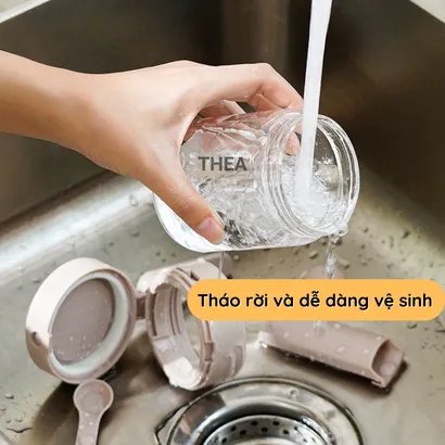 Lọ đựng gia vị thủy tinh, hộp đựng gia vị nhà bếp thông minh, hũ đựng gia vị 2 in1 kèm muỗng - THEA