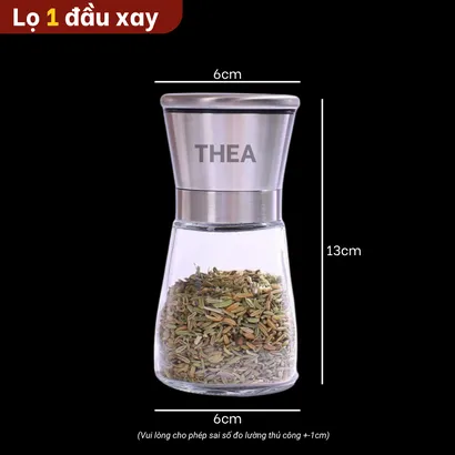 Lọ xay tiêu cầm tay, dụng cụ xay đựng tiêu inox 304 mini, xay muối, xay ớt khô, xay đa gia vị 2 đầu đa năng - THEA