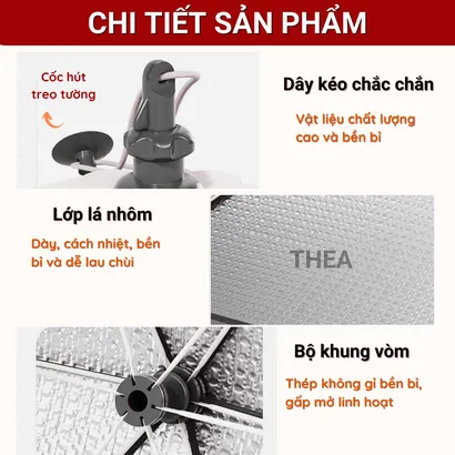 Lồng bàn gấp gọn bảo quản thức ăn, đậy thức ăn, giữ nhiệt đa năng có móc treo gắn tường - THEA