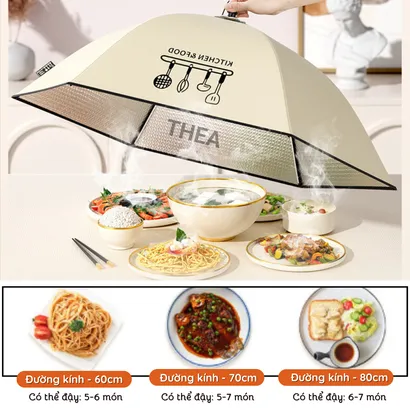 Lồng bàn gấp gọn bảo quản thức ăn, đậy thức ăn, giữ nhiệt đa năng có móc treo gắn tường - THEA