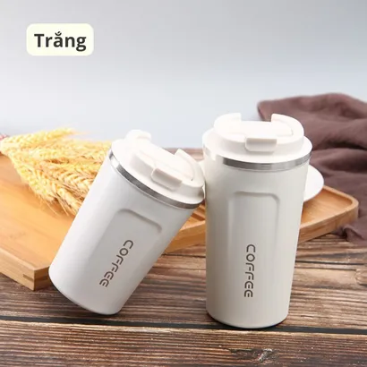 Bình nước giữ nhiệt cao cấp, ly cốc giữ nhiệt coffee mini inox 304 có hiển thị nhiệt độ 510ml nắp chống đổ - THEA KITCHEN