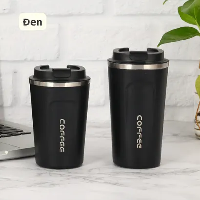 Bình nước giữ nhiệt cao cấp, ly cốc giữ nhiệt coffee mini inox 304 có hiển thị nhiệt độ 510ml nắp chống đổ - THEA KITCHEN