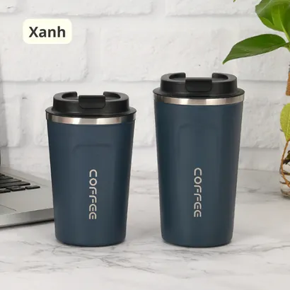 Bình nước giữ nhiệt cao cấp, ly cốc giữ nhiệt coffee mini inox 304 có hiển thị nhiệt độ 510ml nắp chống đổ - THEA KITCHEN