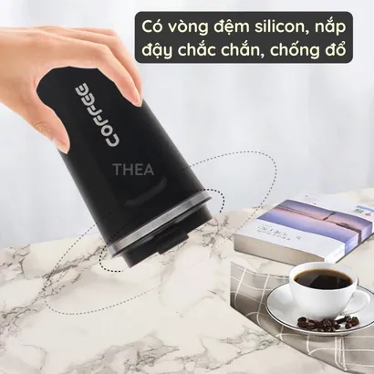 Bình nước giữ nhiệt cao cấp, ly cốc giữ nhiệt coffee mini inox 304 có hiển thị nhiệt độ 510ml nắp chống đổ - THEA KITCHEN