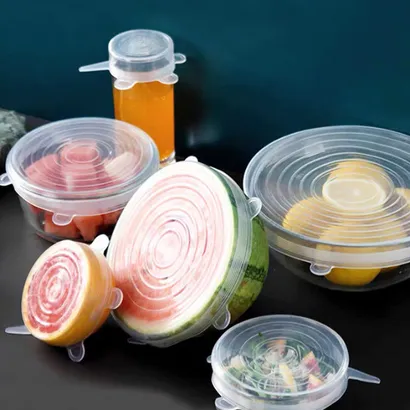 Bộ 6 màng bọc thực phẩm co giãn, nắp silicone đậy bảo quản thực phẩm, tái sử dụng - THEA KITCHEN