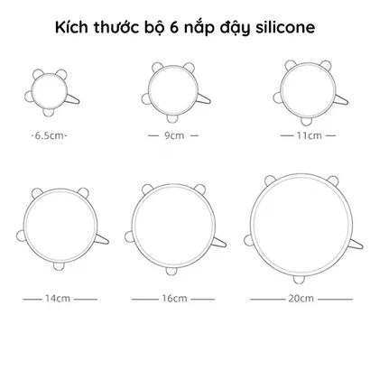 Bộ 6 màng bọc thực phẩm co giãn, nắp silicone đậy bảo quản thực phẩm, tái sử dụng - THEA KITCHEN