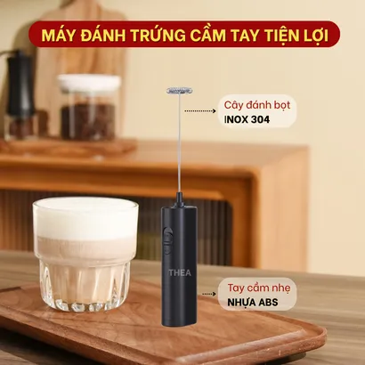 Máy đánh tạo bọt cà phê, sữa, kem muối cầm tay, cây đánh tạo bọt cafe, đánh trứng mini - THEA