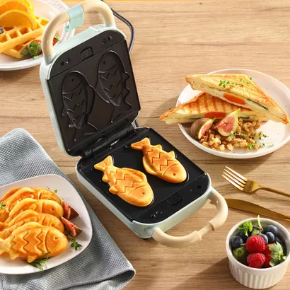 Máy kẹp nướng bánh mì sandwich 5 in 1 đa năng, bánh cá, waffle, donut, trứng, bánh takoyaki, làm đồ ăn sáng 650W -THEA kitchen