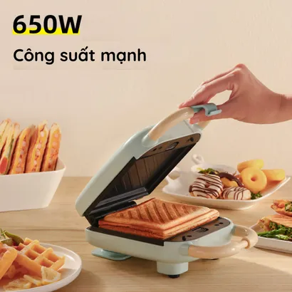 Máy kẹp nướng bánh mì sandwich 5 in 1 đa năng, bánh cá, waffle, donut, trứng, bánh takoyaki, làm đồ ăn sáng 650W -THEA kitchen