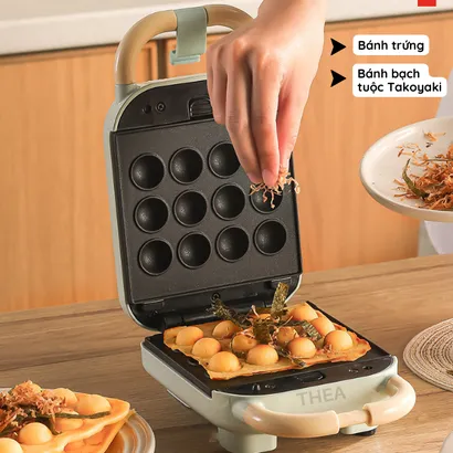 Máy kẹp nướng bánh mì sandwich 5 in 1 đa năng, bánh cá, waffle, donut, trứng, bánh takoyaki, làm đồ ăn sáng 650W -THEA kitchen