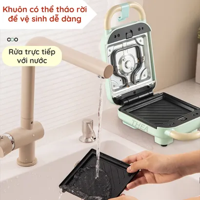 Máy kẹp nướng bánh mì sandwich 5 in 1 đa năng, bánh cá, waffle, donut, trứng, bánh takoyaki, làm đồ ăn sáng 650W -THEA kitchen