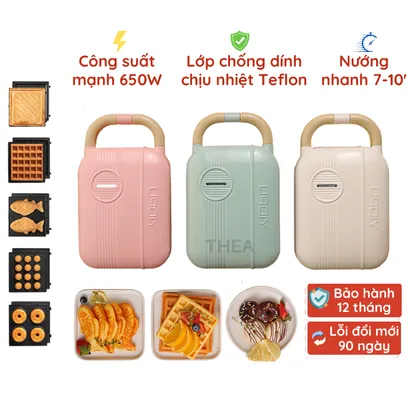Máy kẹp nướng bánh mì sandwich 5 in 1 đa năng, bánh cá, waffle, donut, trứng, bánh takoyaki, làm đồ ăn sáng 650W -THEA kitchen