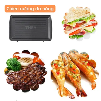 Máy kẹp nướng bánh mì sandwich 6 in 1 đa năng, waffle, hotdog, donut, bánh takoyaki, làm đồ ăn sáng tiện lợi 750W – THEA kitchen