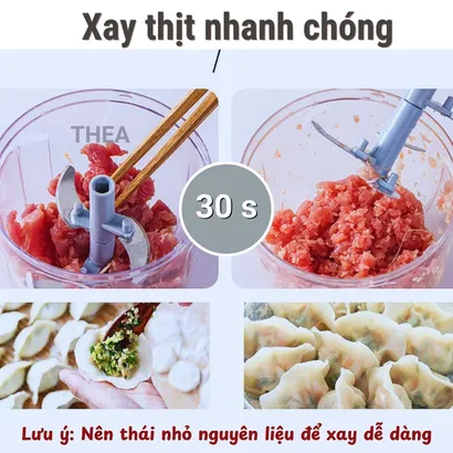 Máy Xay Hành Tỏi Ớt Thịt Cầm Tay Đa Năng, đồ xay tỏi ớt mini bằng tay dây kéo - THEA