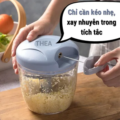 Máy Xay Hành Tỏi Ớt Thịt Cầm Tay Đa Năng, đồ xay tỏi ớt mini bằng tay dây kéo - THEA