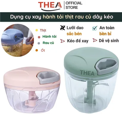 Máy Xay Hành Tỏi Ớt Thịt Cầm Tay Đa Năng, đồ xay tỏi ớt mini bằng tay dây kéo - THEA