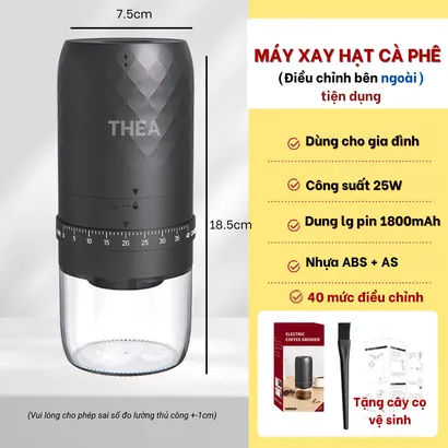 Máy xay hạt cà phê cầm tay mini tự động cao cấp có thể điều chỉnh độ mịn bằng tay dễ dàng - THEA
