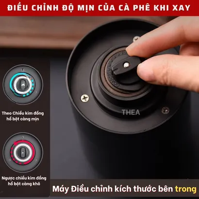 Máy xay hạt cà phê cầm tay mini tự động cao cấp có thể điều chỉnh độ mịn bằng tay dễ dàng - THEA
