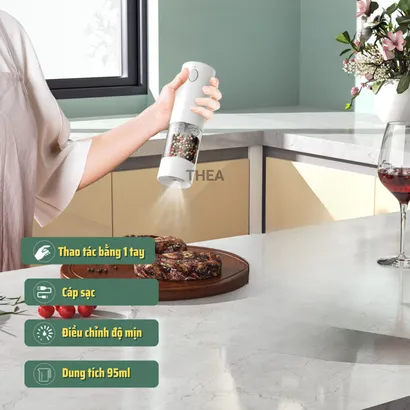 Máy xay hạt tiêu cầm tay bằng điện, Lọ xay tiêu, Máy xay xay gia vị khô, ớt, muối, thì là nhỏ cầm tay mini - THEA