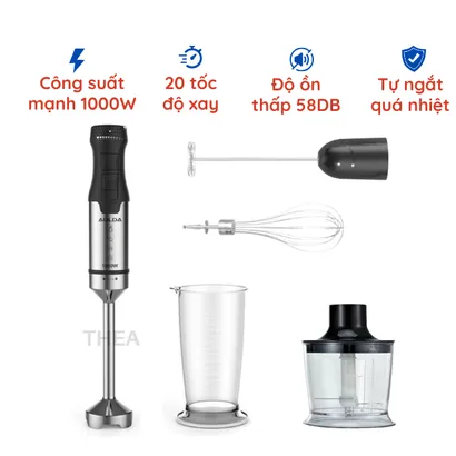 Máy xay cầm tay đa năng 5 in 1 [cao cấp], xay sinh tố, thịt, thức ăn dặm cho bé công suất 1000W - 700ml -THEA kitchen