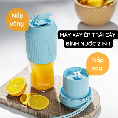 Máy xay ép sinh tố trái cây hoa quả 50W mini cầm tay nhỏ gọn không dây sạc pin thích hợp cho bé, chị em, du lịch - THEA
