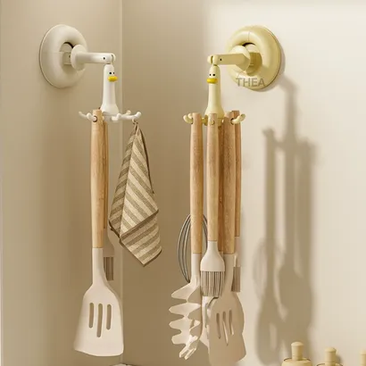 Móc treo đồ, giá treo đồ đa năng nhà bếp, nhà tắm chịu lực, cute xoay 360 độ phù hợp bề mặt trơn, mịn - THEA
