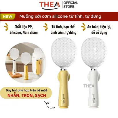 Muôi múc cơm, Muỗng xới cơm hạn chế dính, tự đứng, thìa xới cơm nam châm hút từ tính tiện lợi - THEA