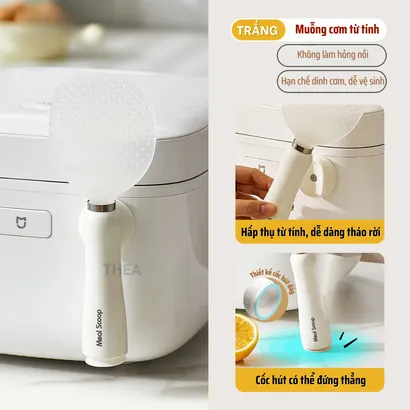 Muôi múc cơm, Muỗng xới cơm hạn chế dính, tự đứng, thìa xới cơm nam châm hút từ tính tiện lợi - THEA