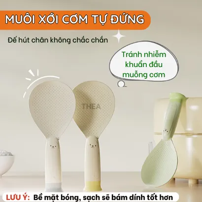 Muôi xới cơm, muỗng xới cơm, thìa xúc cơm nhựa tự đứng - THEA