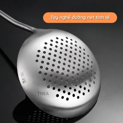 Muỗng inox, muôi múc canh, thìa, xẻng inox 316 chiên xào nấu ăn tay cầm gỗ cách nhiệt cao cấp - THEA