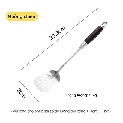 Muỗng inox, muôi múc canh, thìa, xẻng inox 316 chiên xào nấu ăn tay cầm gỗ cách nhiệt cao cấp - THEA