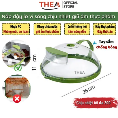Nắp đậy lò vi sóng chịu nhiệt, nắp nhựa đậy thực phẩm quay lò vi sóng, nắp chống bắn dầu mỡ - THEA