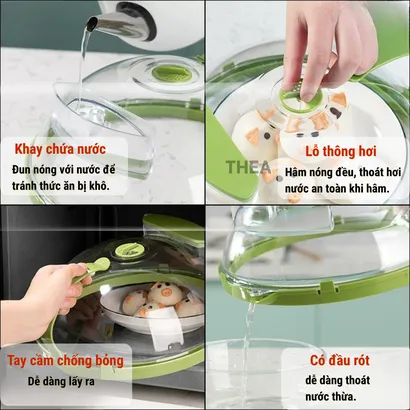 Nắp đậy lò vi sóng chịu nhiệt, nắp nhựa đậy thực phẩm quay lò vi sóng, nắp chống bắn dầu mỡ - THEA