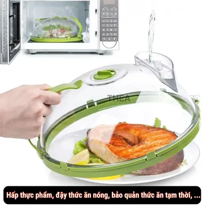 Nắp đậy lò vi sóng chịu nhiệt, nắp nhựa đậy thực phẩm quay lò vi sóng, nắp chống bắn dầu mỡ - THEA