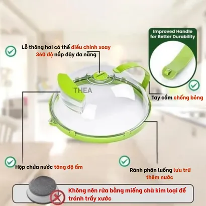 Nắp đậy lò vi sóng chịu nhiệt, nắp nhựa đậy thực phẩm quay lò vi sóng, nắp chống bắn dầu mỡ - THEA