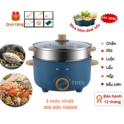 Nồi lẩu điện đa năng chống dính hấp, chiên, xào, lẩu, luộc, nấu cơm - THEA KITCHEN