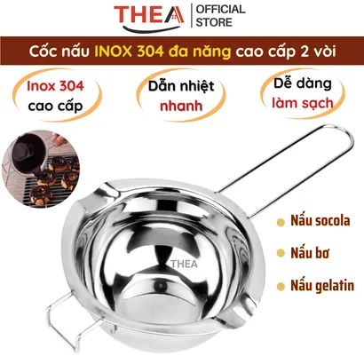 Nồi nấu inox, cốc inox 304 đun nấu sáp, socola, bơ, gelatin tan chảy trên bếp từ, bếp gốm điện - THEA