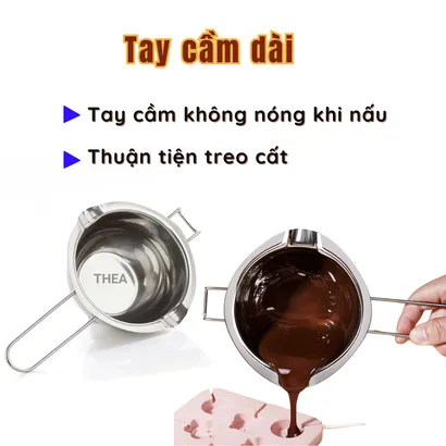 Nồi nấu inox, cốc inox 304 đun nấu sáp, socola, bơ, gelatin tan chảy trên bếp từ, bếp gốm điện - THEA