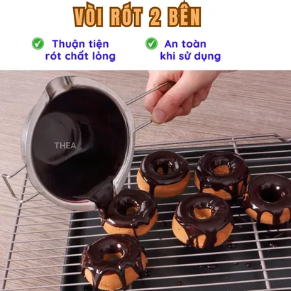 Nồi nấu inox, cốc inox 304 đun nấu sáp, socola, bơ, gelatin tan chảy trên bếp từ, bếp gốm điện - THEA